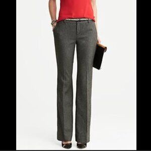 Banana Republic Herringbone Wool Tailored Pants, Grey - Size 2
